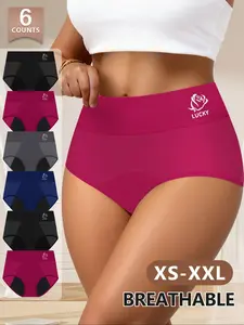High Waist Period Panties Set of 6, XS-Xxl, Leakproof and Sweat-Wicking, Soft Breathable, Comfortable Maternity Triangle Pants Underwear Women