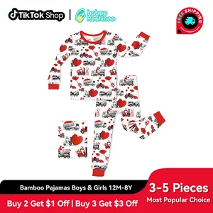 babee Reshinee Moisture-wicking Bamboo Pajama sets for Toddler Boys Girls,Temp-Sensing Babys Kids 2pcs Pjs,Long-Sleeve Snug Fit Sleepwear 12M-8Y Sets,Valentine's Day gift