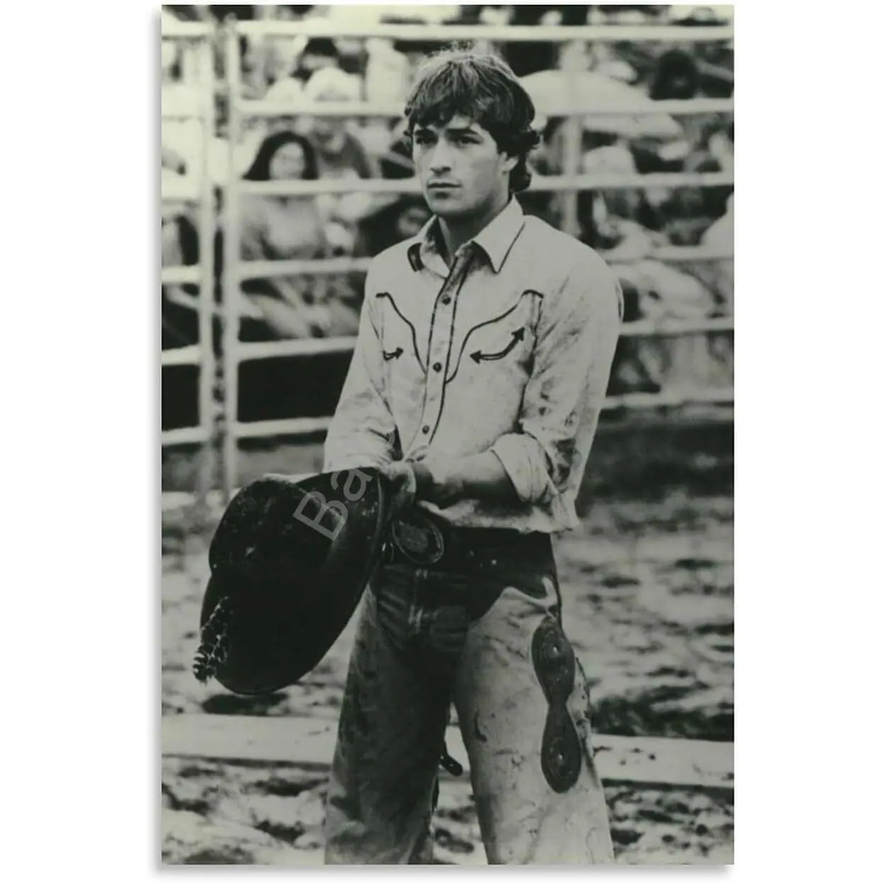 Artistic Lane Frost Bull Riding Vintage Canvas Wall Art Print - 10-in Poster, Real Inspection, for Indoor Bedroom, Living Room Home Decor