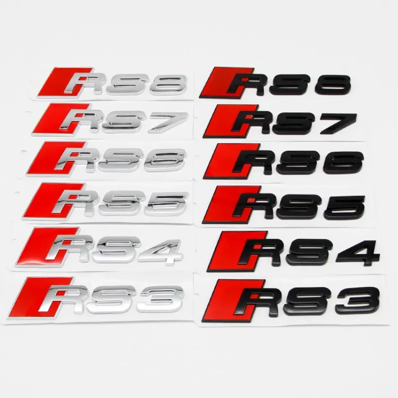 Audi Car Letter Trunk Emblem Sticker, Waterproof Scratch-Resistant Self-Adhesive Decal for Rs3 Rs4 Rs5 Rs6 Rs7 Rs8, Exterior Decoration