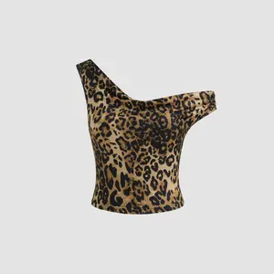 Cider [size 2-10] Asymmetrical Neck Leopard Crop Tank Top SwimWeek