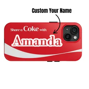 Coca-Cola Custom name tough Phone Case for iPhone 14, 15, 16 Pro, Pro Max & Samsung S25, S24 Ultra Shockproof