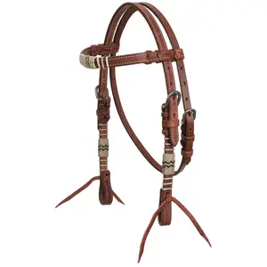 Rawhide Argentina Cow Leather Browband Headstall - Mini/Small Pony Tack Adjustable
