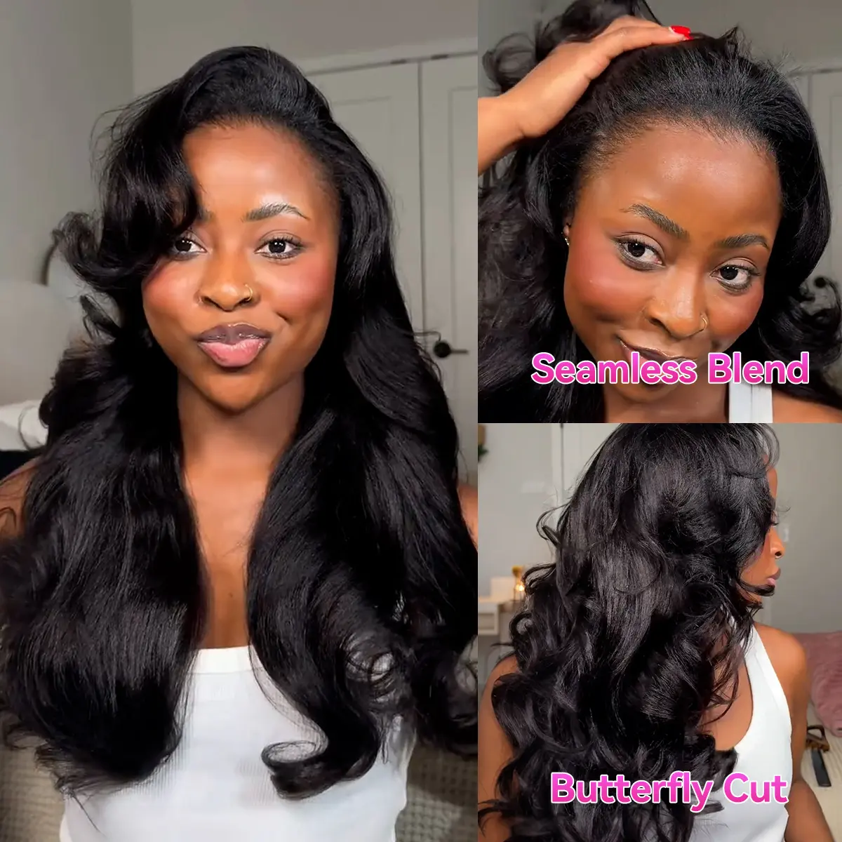 Vshow Pre Styled Butterfly Cut Layered Yaki Body 3 in 1 Half Human Hair Wigs With Drawstring V Part Wigs Available Wear Go Glueless Human Hair Wigs #DealsForYouDays
