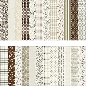 Scrapbook Paper 12x12 In Double Sided Decorative Paper for Scrapbooking, 24 Sheets/24 Designs Spring Floral Patterned Craft Paper for Junk Journals DIY Cards Album Decoration (Beige)