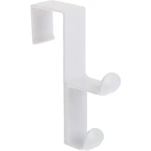 Over the Door, Organizer Hook for Coats, Hats, Robes, Towels - Double Hook, White