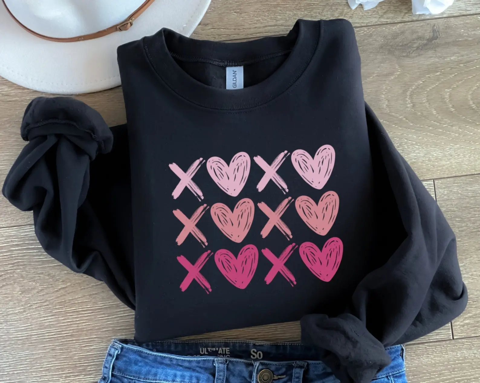 Hearts Valentine's Day Sweatshirt: Couple's Love Sweatshirt Hearts Valentine's Day Sweatshirt: Couple's Love Sweatshirt