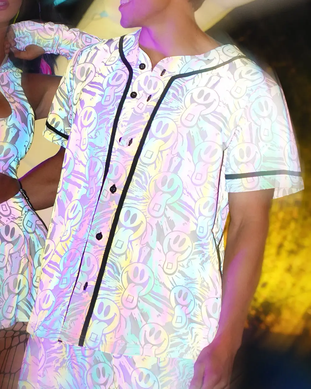 Happy Hour White Reflective Baseball Jersey Happy Hour White Reflective Baseball Jersey