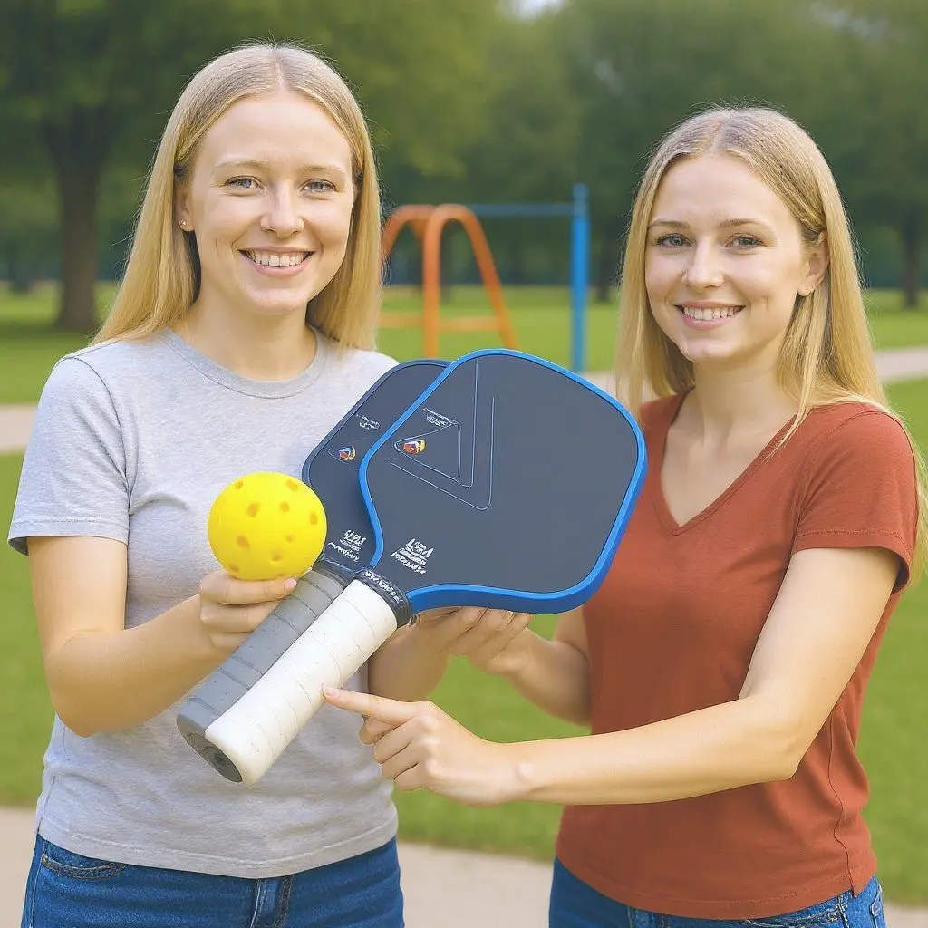 Professional Carbon Fiber Pickleball Paddle Set of 2 with 2 Balls | Optimized Ergonomic Grip for Superior Comfort, Control, and All-Skill-Level Performance