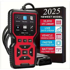 Car OBD2 Scanner Diagnostic Tool Code Reader, Car Voltage Tester Engine Fault Code Scanner, Charging Tester Diagnostic Tool For OBDII Protocol Cars V519-red