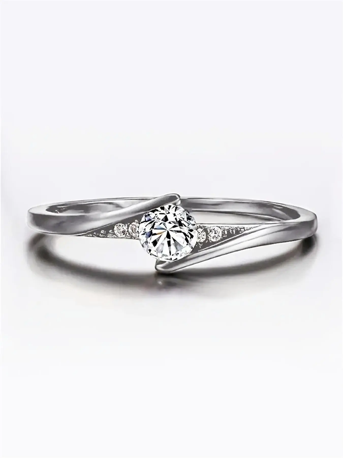 Women's Simple Rhinestone Decorated Promise Ring Gf, Fashionable Wedding Engagement Bridal Jewelry As Gift, Sparkly Accessory, Engagement Rings