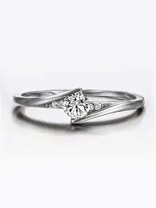 Women's Simple Rhinestone Decorated Promise Ring Gf, Fashionable Wedding Engagement Bridal Jewelry As Gift, Sparkly Accessory, Engagement Rings