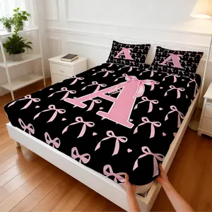 3Pcs Black & Pink Leopard Zebra Print Fitted Sheet Set, Y2K Patchwork Design, Non-slip Fit Skin-friendly Breathable, Ideal for Summer Edgy Girly Bedroom Renovation