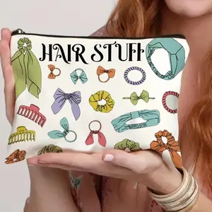 1 Count Fashion Hair Accessory Storage Bag, Organizer for Hair Ties Clips Bangles, Travel Makeup Bag Handheld Cosmetic Pouch Gift for Friends, Stylish Design