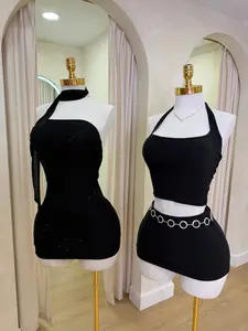 Black Glitter Skirt Set