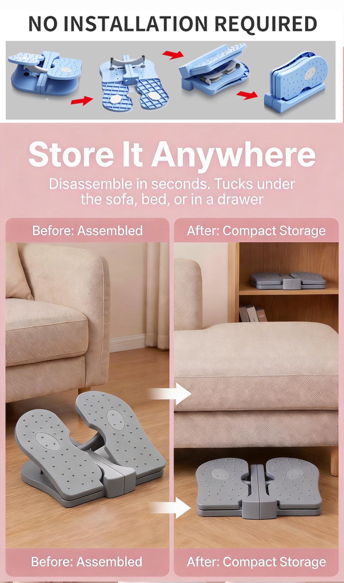 Magic BB Mini steppers for exercise at home,Portable Exercise Stepper Machine for Leg Training, Foldable Leg trainer For calves, ankles, knees,fitness equipment for use while sitting - with anti-slip mat.