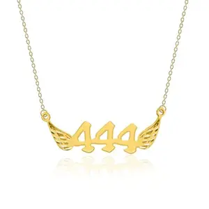 Quan Jewelry 444 Angel Wings Pendant Necklace, Guardian Angel for Protection Charm Numerology Gifts for Men and Women