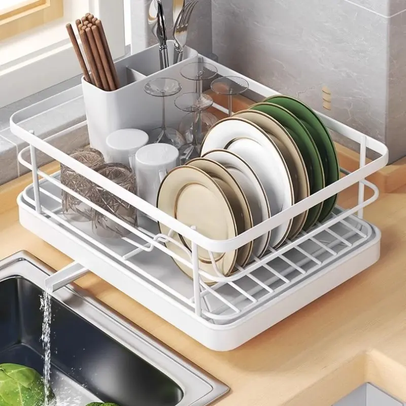Stainless Steel Over-The-Sink Dual-Layer Dish Drying Rack, Dish Drainer, Automatic Drainage Rust-Resistant Space Saving Kitchen Organizer