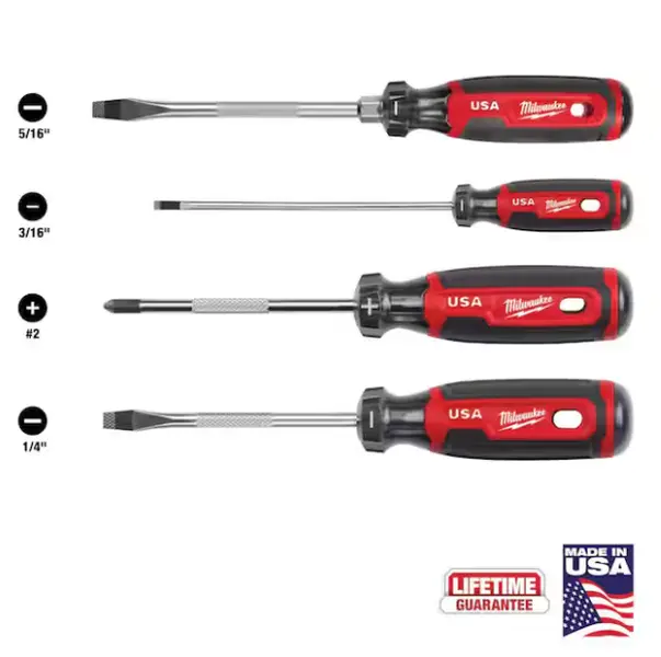 Milwaukee MT200-4 4-Piece Precision Multi-Bit Screwdriver Set with Cushion Grip, Screwdriver Bits, Boron-Infused Steel, Laser Etched Tips, Increased Durability, Lifetime Guarantee (Hand Tools for Hardware Repairs)