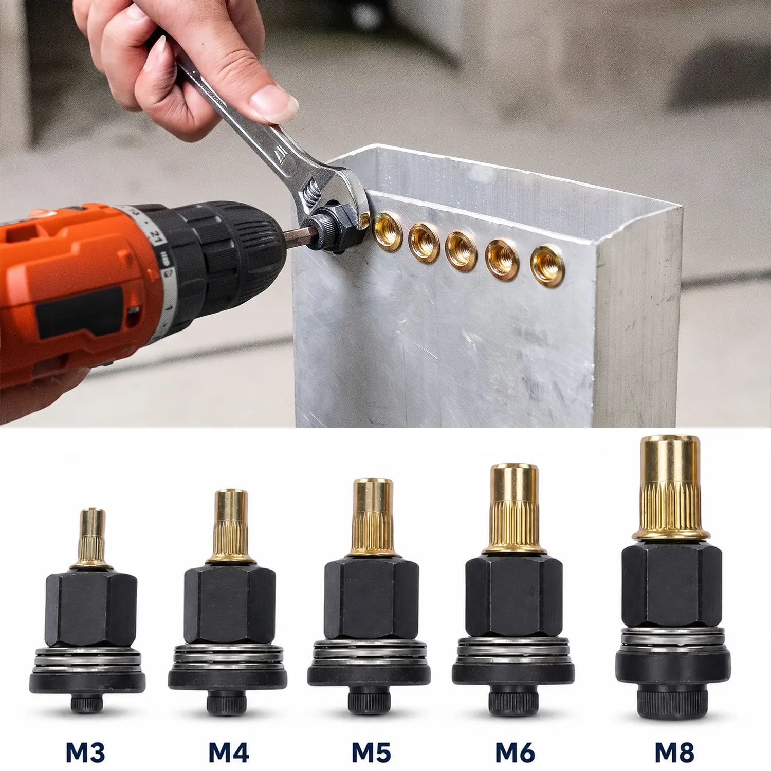 Head Rivet Nut Tool, M3 M4 M5 M6 M8 Rivnut Kit, Carbon Steel Rivnut Set, Threaded Rivet Nut Kit, Manual Riveter Rivnuts Tool Accessory for Automotive Repair Warehouses Space Meubles Industrial, fathersdaygift