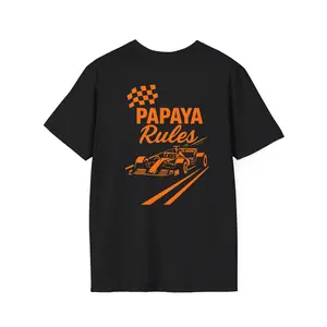 Papaya Rules Back Print Racing Tee | Fan Shirt | Gildan 64000 Unisex Tee | Formula Racing Graphic Tee | Papaya Orange Motorsport Shirt
