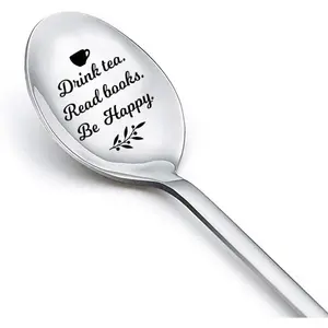 Engraved Stainless Steel Tea Spoon Great Birthday Graduation Christmas Gifts for Tea and Book Lovers Women Men
