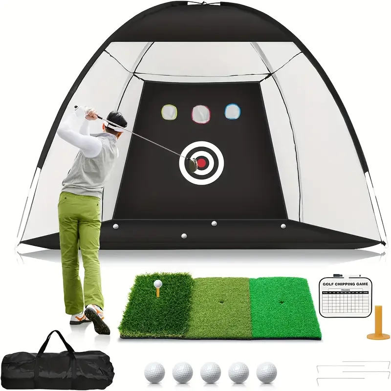 10x7ft Golf Practice Net for Backyard Driving, Indoor/Outdoor Golf Shot Swing Training Net, Home Golf Training Equipment