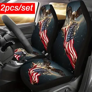 American Flag & Eagle Print Car Seat Covers, Decorative 2 Counts/set Front Seat Protector, Universal Car Interior Accessories for Most Cars, Trucks & SUVs