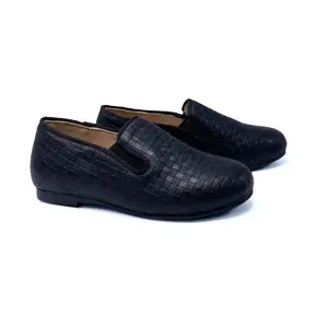Gufanpei Black Woven Basket Weave Smoking Shoe