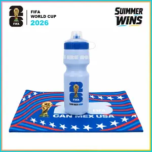 The Ultimate Official FIFA World Cup 2026 24oz Squeeze Water Bottle and Sports Towel Sportshaker-Lightweight,Convenient Sport Kit BPA-Free Plastic Bottles with Pull Top Cap SummerWins summerwins