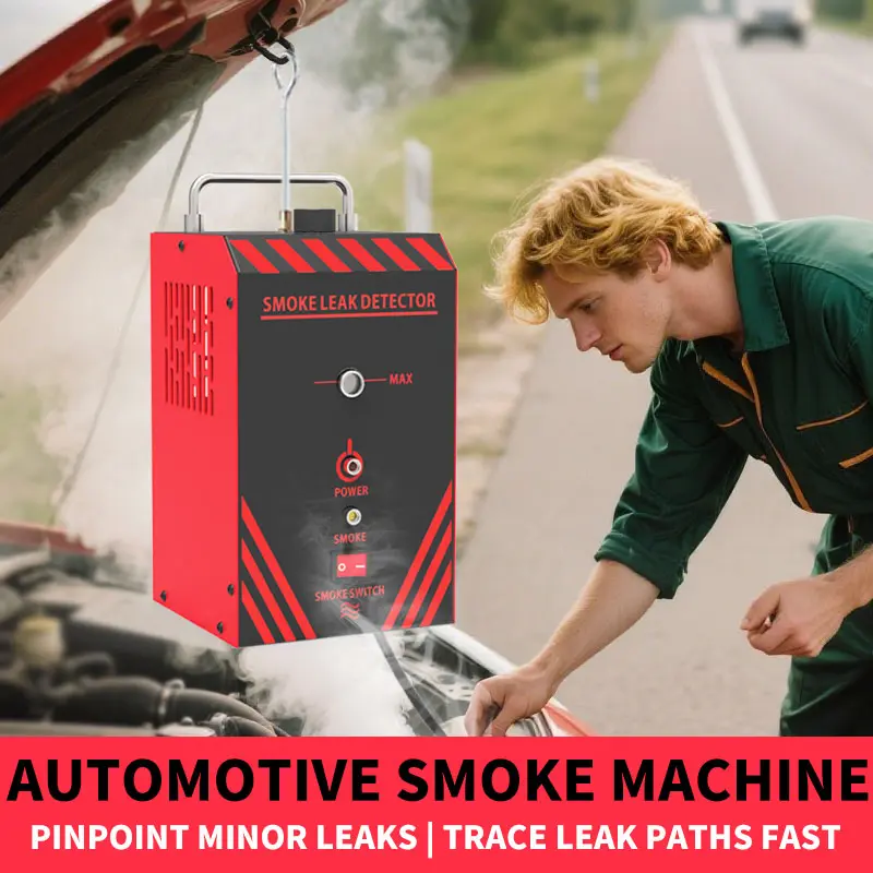 12V Automotive Car Smoke Machine Diagnostic Tester, Efficient Automotive Tool with Built-in Air Pump, Multi-Size Plugs, Instant Visual Detection for EVAP Pipe System Vacuum Leak, Overheat & Freeze Protection, Vacuum Test, Plug & Play Extension Tubes