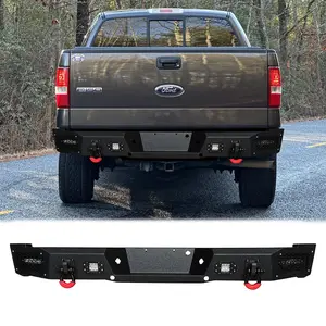 TIOYAR Steel Rear Bumper Black Texture for 2004-2006 Ford F-150/MARK LT/Fleetside/Styleside with LED Lights 2 x D-Rings Off-Road Performance