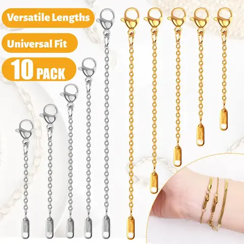 18K Gold Plated Necklace Extender Chain 3 Piece Set 2 4 6 Inch for Women Jewelry Making Bracelet Anklet DIY Adjustable Jewelry Extender Kit