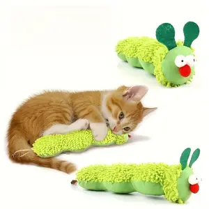 Cute Caterpillar Design Cat Kittens Plush Toy, Interactive Cat Teaser Toy, Pet Chew & Teething Toy, Fun Indoor Cat Toys, 1 Count