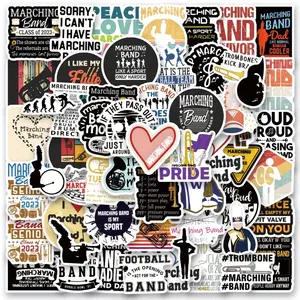 50 Pack of Marching Band Themed Stickers and Decals-  No Duplicates - Waterproof Vinyl