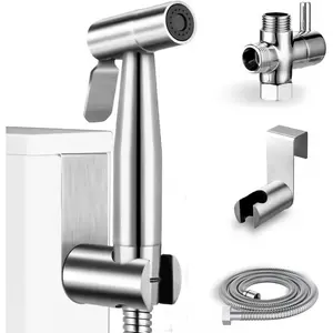 Bidet Sprayer – Handheld Jet Spray for Attachment Toilet, Adjustable Water Pressure Toilet Muslim Shower Easy to Install - Stainless Steel, with Bidet Hose for Feminine Wash（1）
