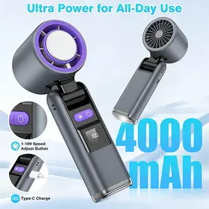 4000mAh 199 Gear Wind Portable Handheld Turbo Fan, Rechargeable, Semiconductor Refrigeration, Ideal for Personal & Outdoor Use, Portable Fans Rechargeable