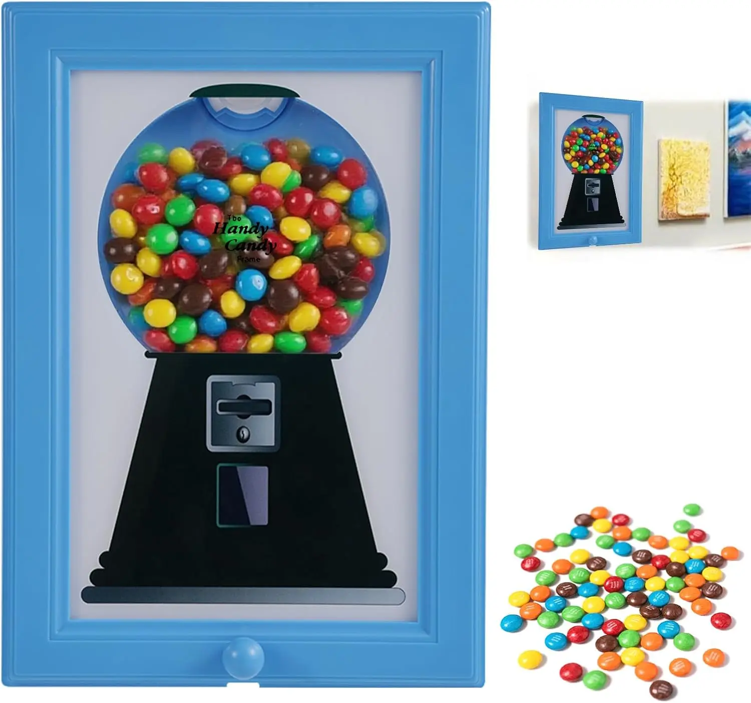 Handy Candy Frame, Candy Dispenser Picture Frame Wall Mount Creative Innovative Gumball Machine for Desk Countertop or Kids Adults Office Room Sweet Display
