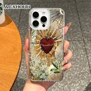 Magnetic Coquette Case for iPhone 17 16 E Pro Max 15 Plus 14 13 12 11 XS XR, Pastel Sacred Heart Collage Design | Shockproof, Girly, Stylish, Silicone, and Trendy Protection