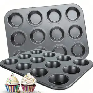 Non-Stick Cupcake Pans Set, 12-Cup Muffin Tray & Liners, Ideal for Baking Cakes, Cookies, Desserts, Durable Bakeware Accessory, Molds