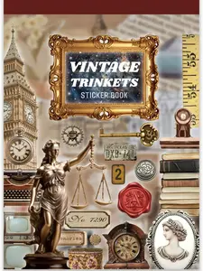 Vintage Trinkets Sticker Book – 30 Sheets, 308 PCS Retro Object Stickers for Junk Journaling, Scrapbooking, Planners & Collage