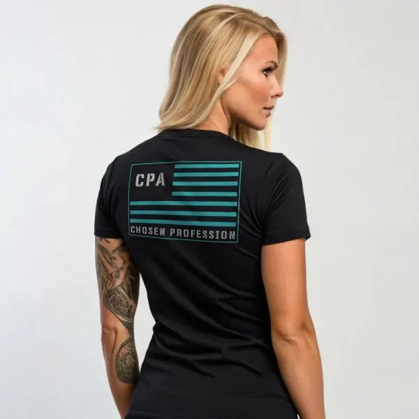 CPA Chosen Profession Flag T-Shirt for Women - 60% Cotton 40% Polyester - Smooth Soft Feel - Patriotic Unity Pride Design - Perfect for Everyday Wear