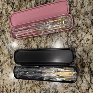 Convenient Thickened Food Grade Stainless Steel Tableware 4-Piece Set, Including Spoon, Chopsticks, Fork, Knife, with Mute Storage Box, Suitable for Daily Commuting, Business Travel, Student Lunch Bag and Outdoor Portable Fast Tableware buffet cater banqu