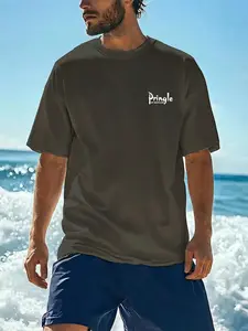 Men's Pringle Fashion Print Summer Vacation Casual Wear, Breathable Comfort Short Sleeve Top, Lightweight Soft Fabric, Weekend Relax Style