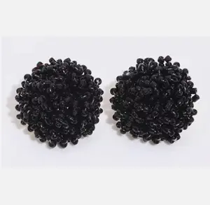 Black Bohemian Rice Seed Beaded Stud Earrings