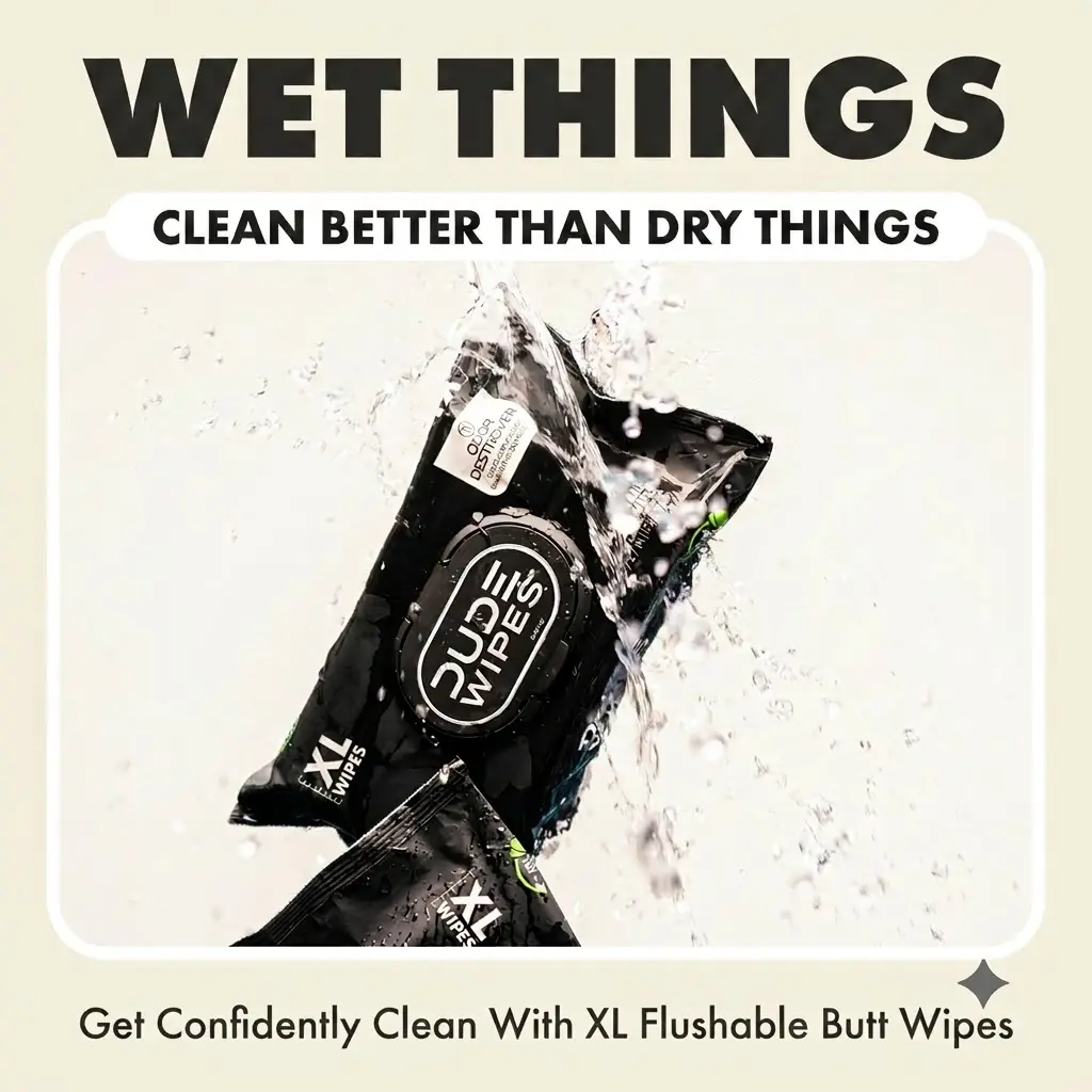 DUDE Wipes Odor Destroyer XL Flushable Wet Wipes Clean Scent 48 Count 4 Pack Deodorizing Flushable Wipes Bag