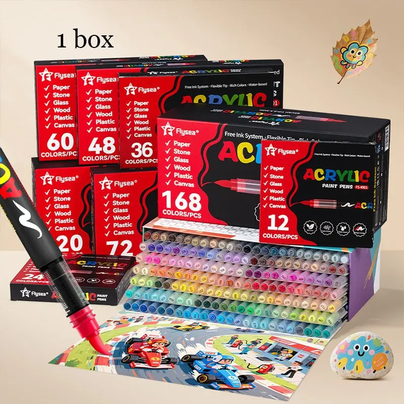 Guangna Acrylic Paint Marker Set, 120 Colors, Direct Liquid Ink Control, Professional Grade, Ideal for Rock Painting, Canvas, Glass, Plastic, Fabric, Art Supplies