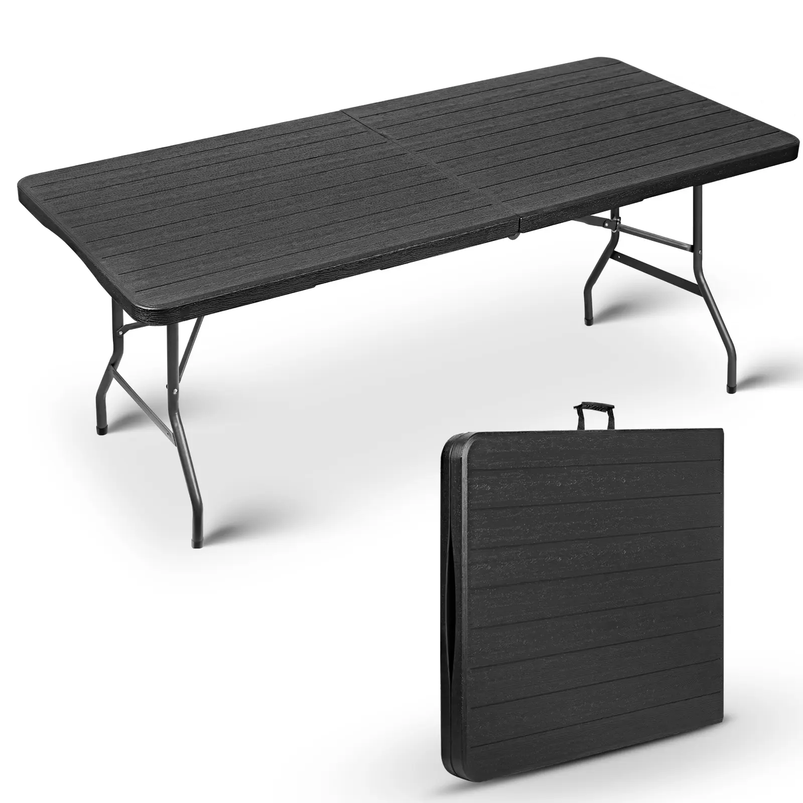 6 Feet Foldable Table with Built in Handle & Steel Legs | 6FT Heavy Duty Folding Portable | Perfect for Party, Dining, Wedding, Events, Picnic Indoor, Outdoor, Camping, Utility, Folding - 6 Foot