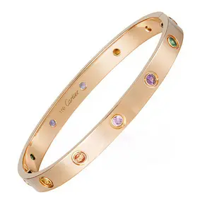 Pre-owned Cartier 10 multi gems bangle size 16