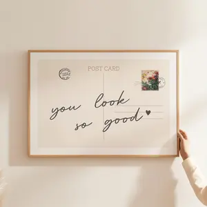 [UNFRAMED POSTER] You Look So Good Print, Funny Bathroom Decor, Retro Postcard Wall Art, Vintage Postcard Poster, Funky Wall Art,Retro Girly Typography Poster